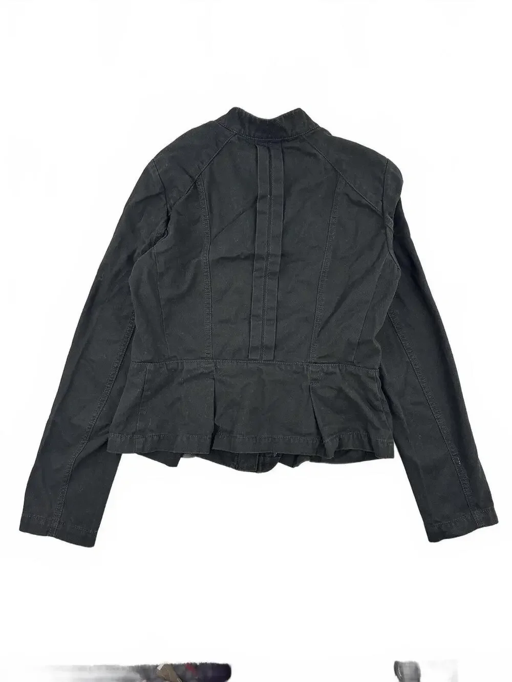 Ann Taylor LOFT Black Pleated Jacket Tailored Casual Utility